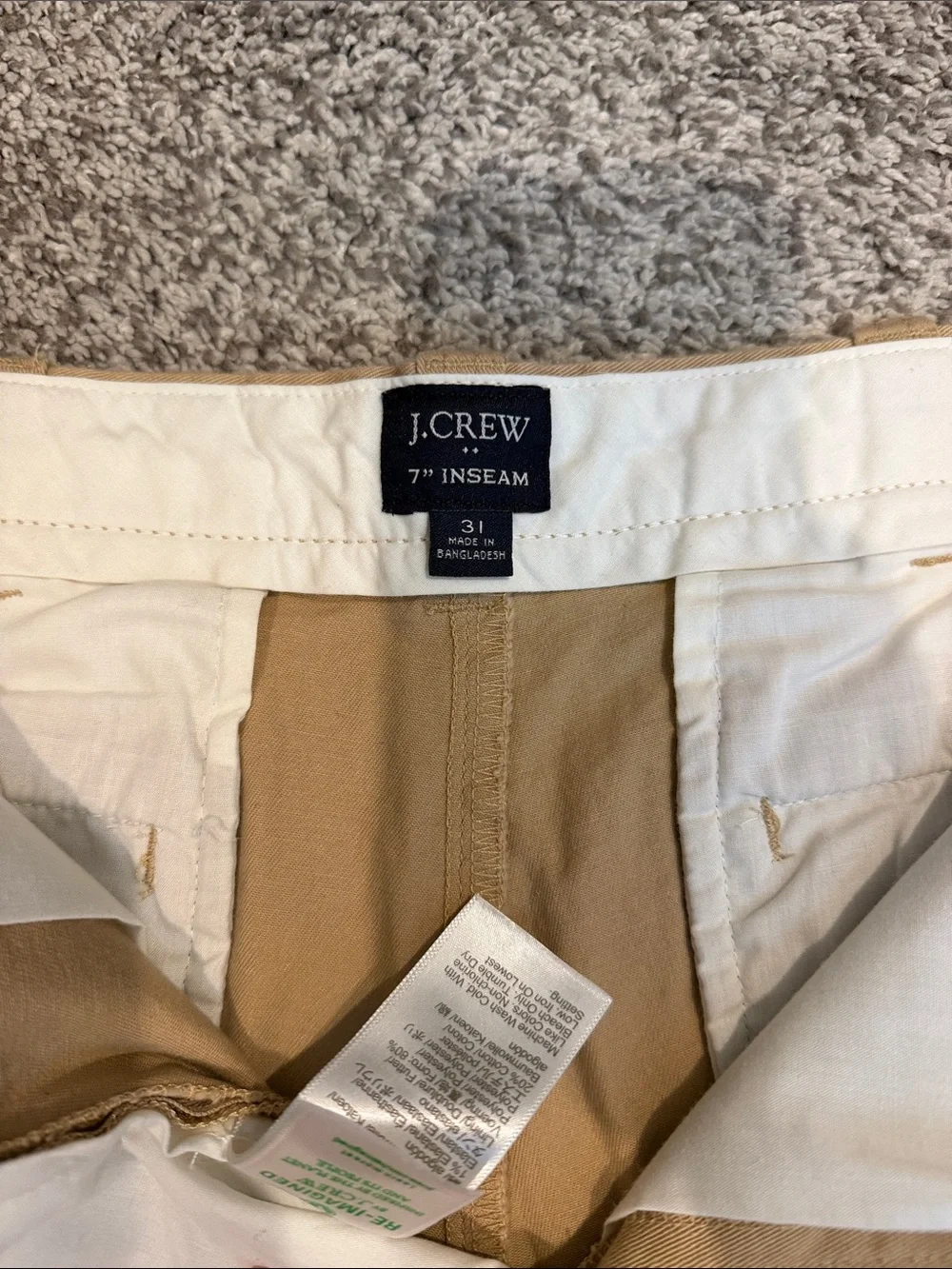 J. Crew Men's Tan Flat Front Chino Shorts